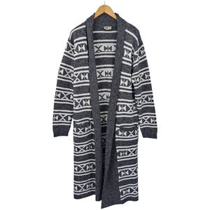 Show Me Your MuMu Trench Cardigan Nordic Knit Long Sweater Gray Women's Size XL
